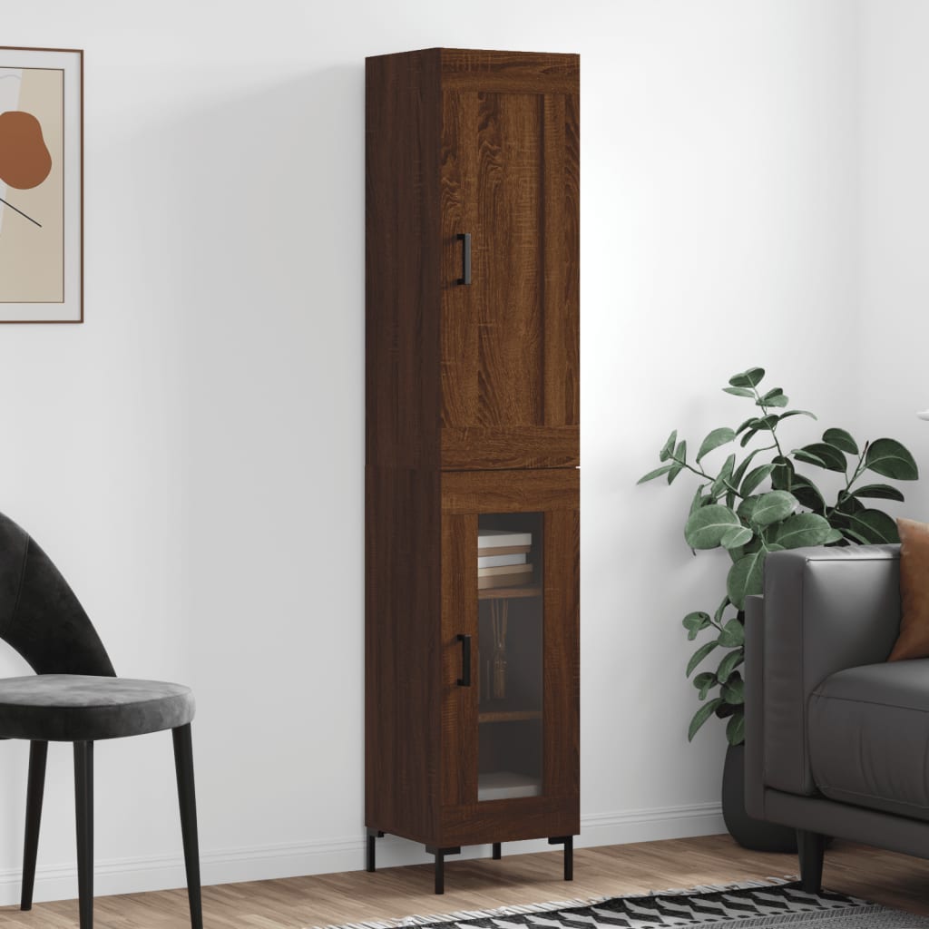 vidaXL Highboard Brown Oak 34.5x34x180 cm Engineered Wood