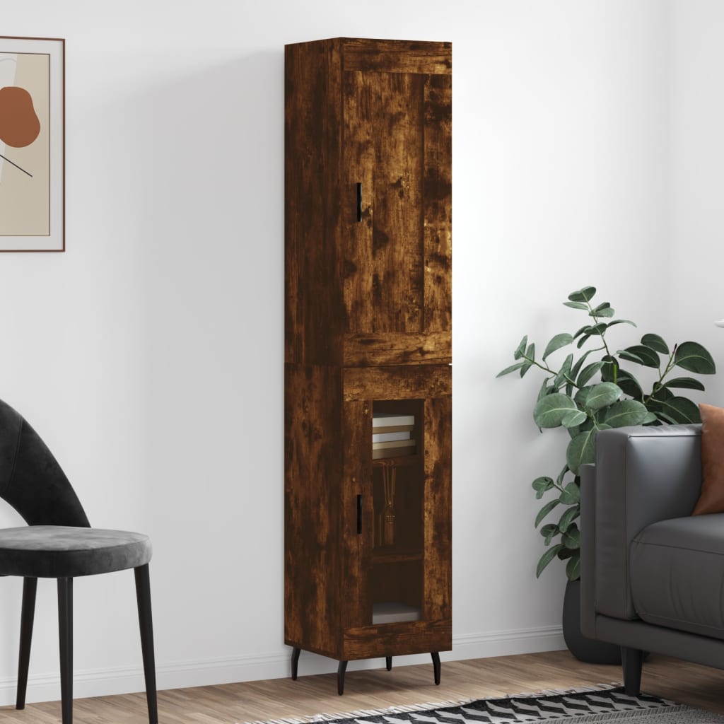 vidaXL Highboard Smoked Oak 34.5x34x180 cm Engineered Wood