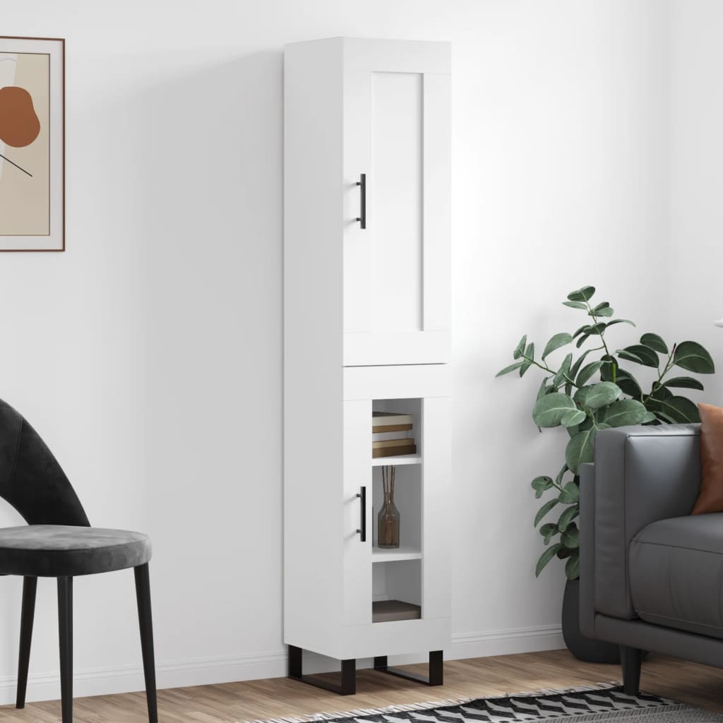 vidaXL Highboard White 34.5x34x180 cm Engineered Wood