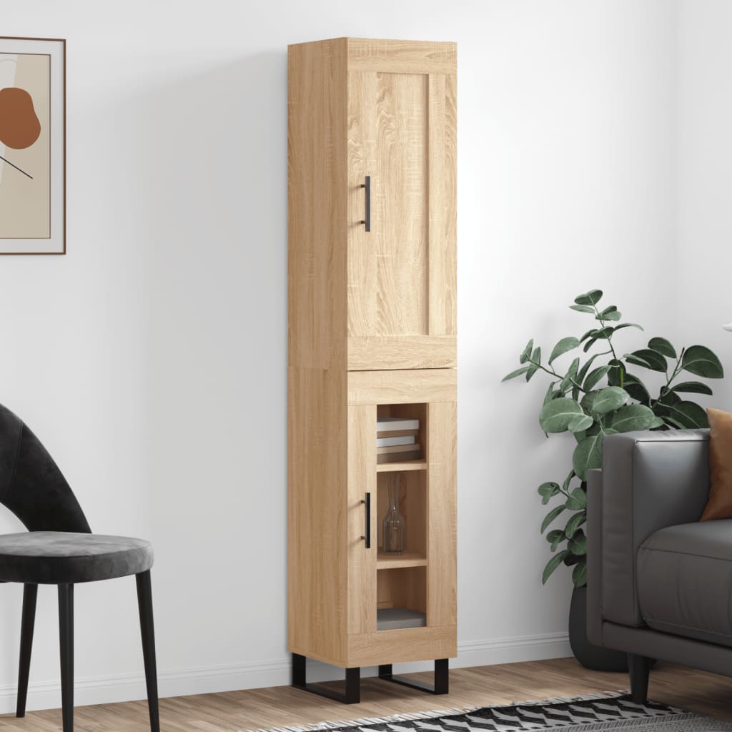 vidaXL Highboard Sonoma Oak 34.5x34x180 cm Engineered Wood