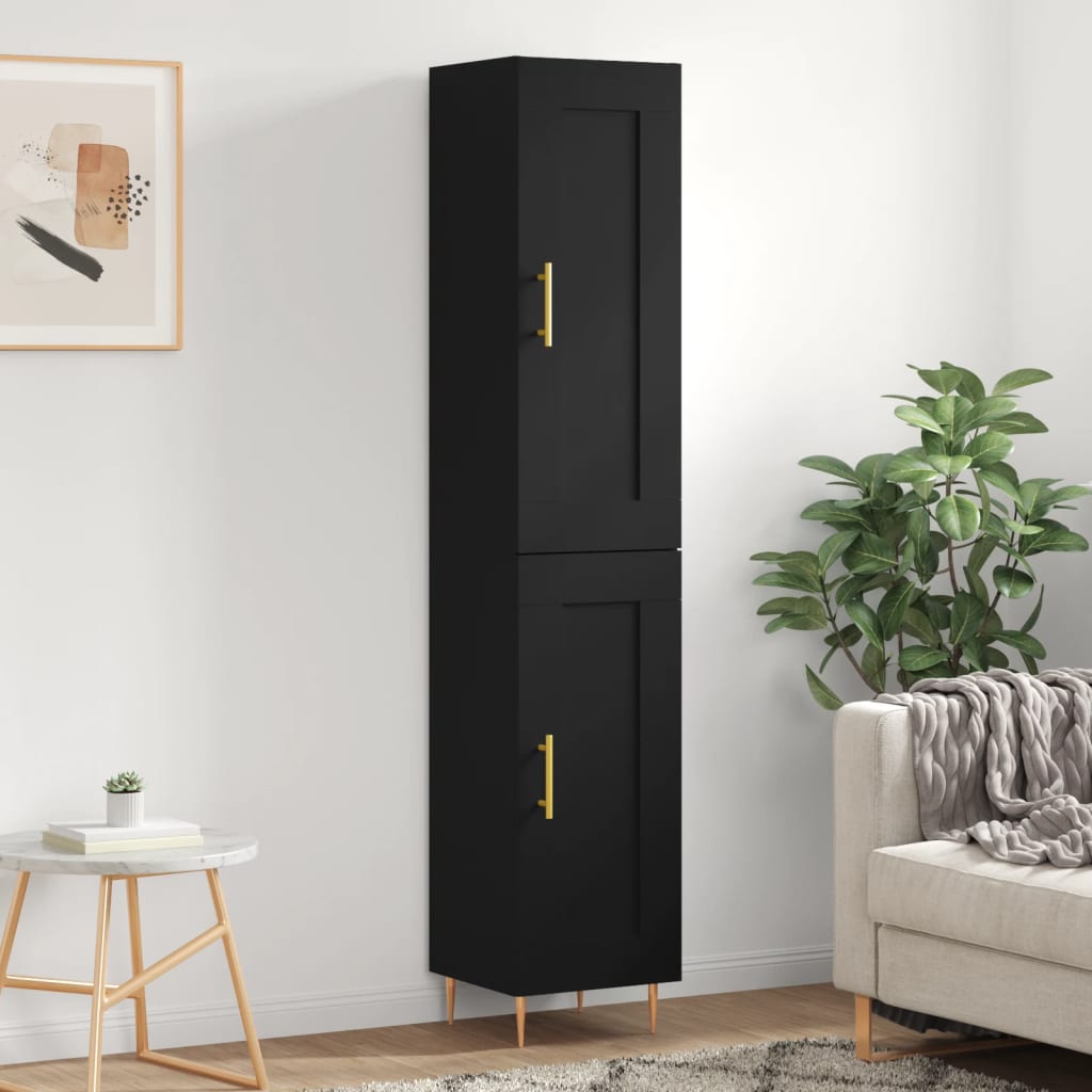vidaXL Highboard Black 34.5x34x180 cm Engineered Wood