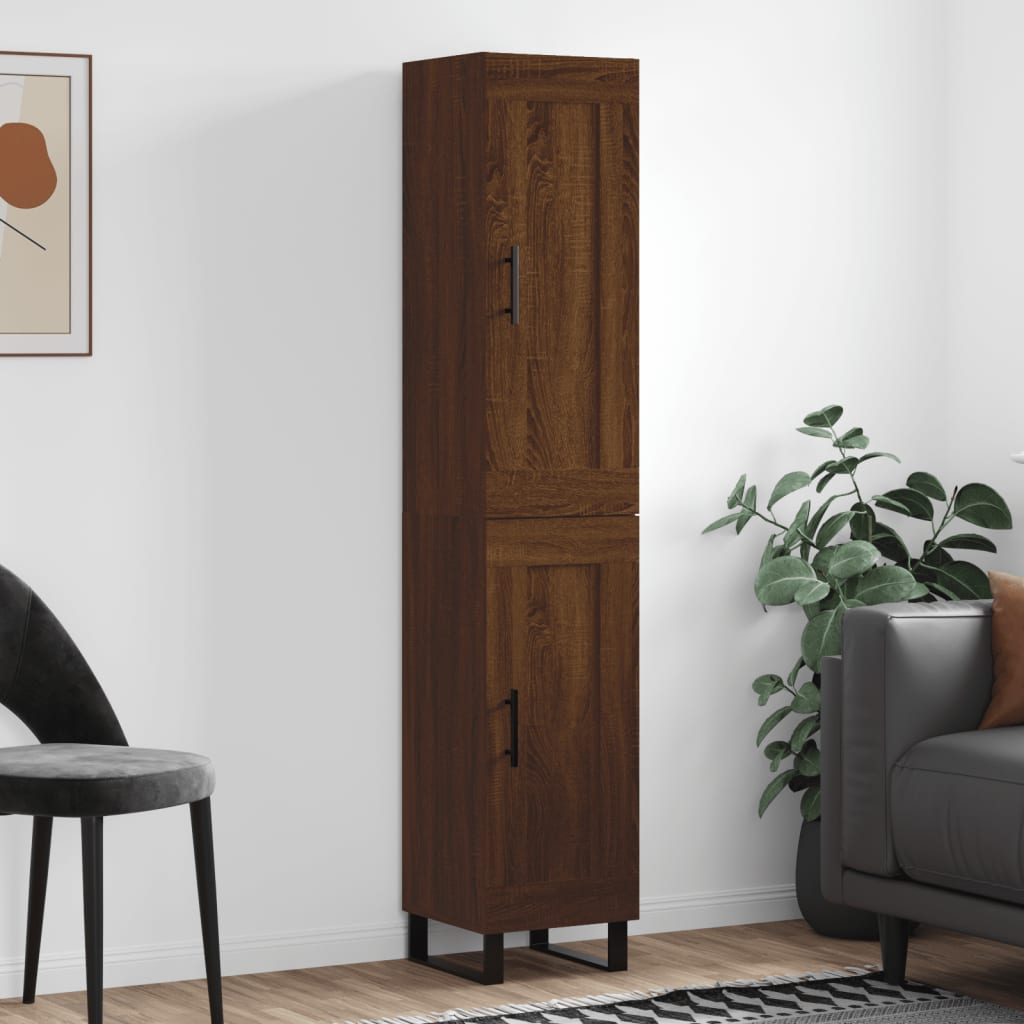 vidaXL Highboard Brown Oak 34.5x34x180 cm Engineered Wood