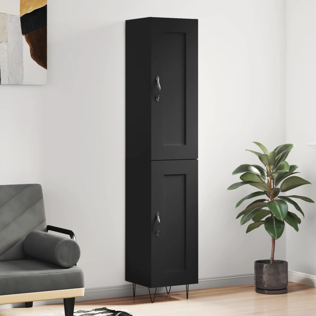 vidaXL Highboard Black 34.5x34x180 cm Engineered Wood