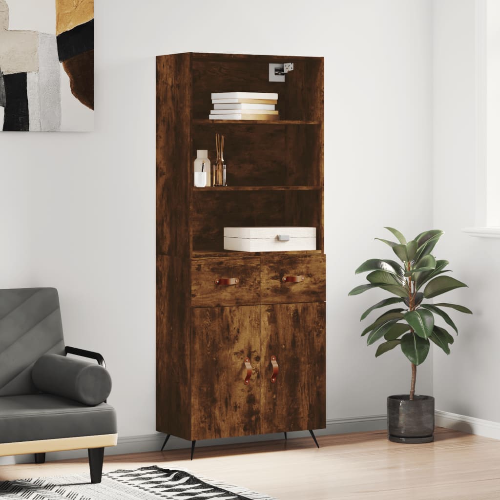 vidaXL Highboard Smoked Oak 69.5x34x180 cm Engineered Wood