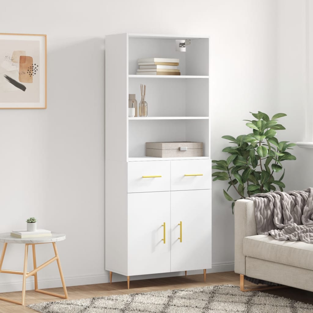 vidaXL Highboard High Gloss White 69.5x34x180 cm Engineered Wood