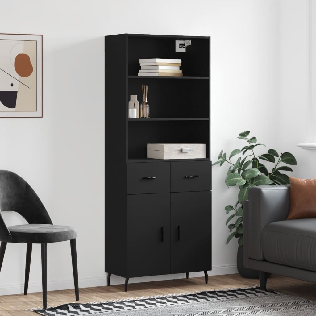 vidaXL Highboard Black 69.5x34x180 cm Engineered Wood