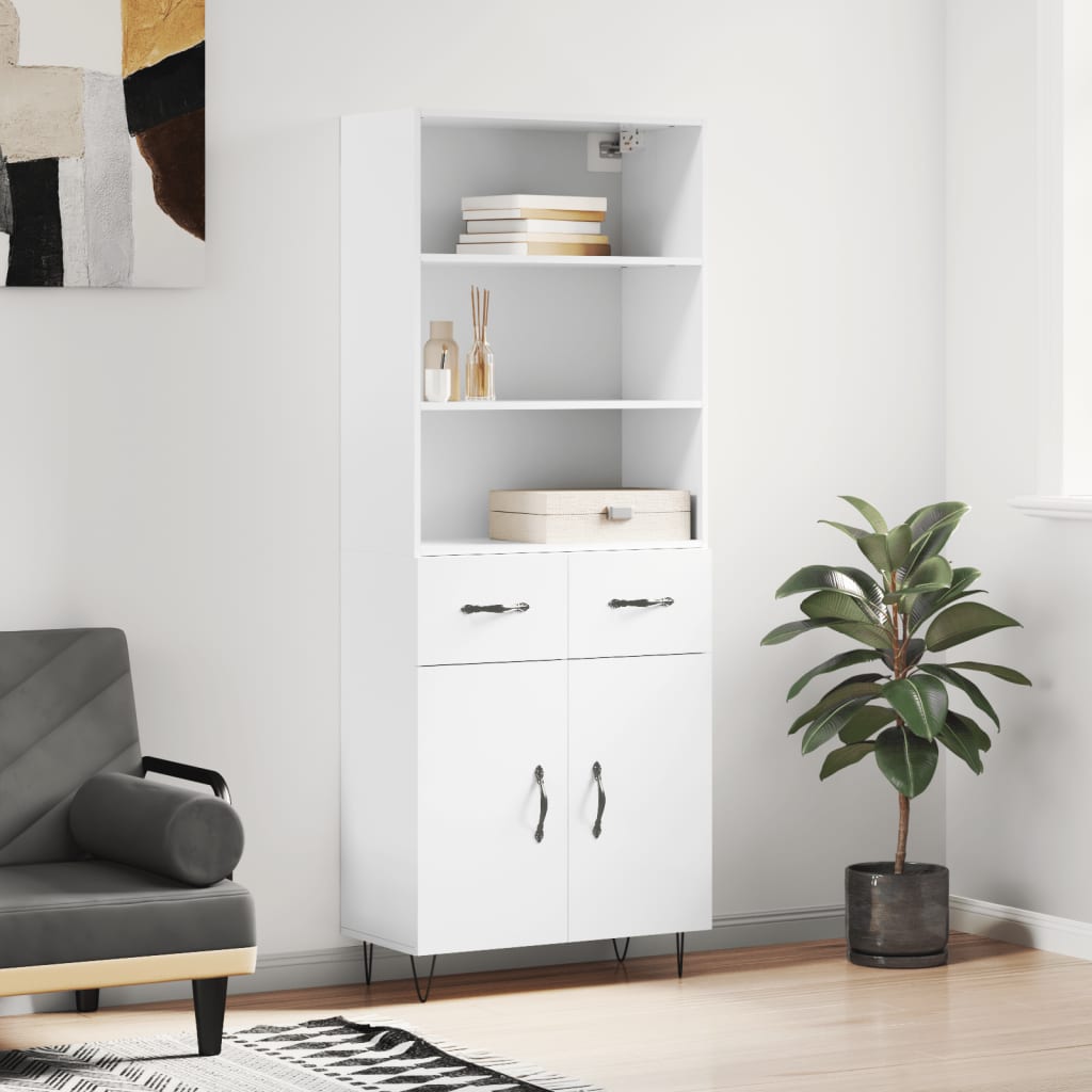 vidaXL Highboard High Gloss White 69.5x34x180 cm Engineered Wood