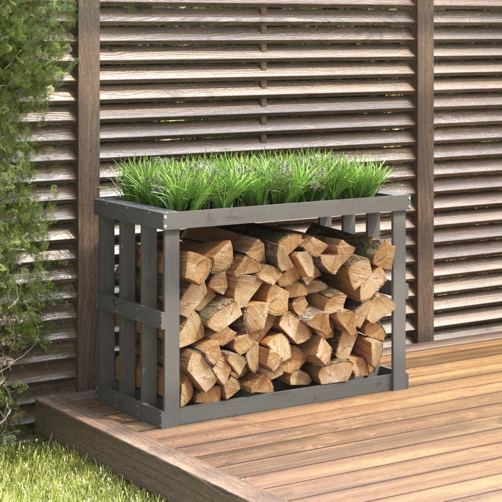vidaXL Outdoor Log Holder Grey 108x52x74 cm Solid Wood Pine