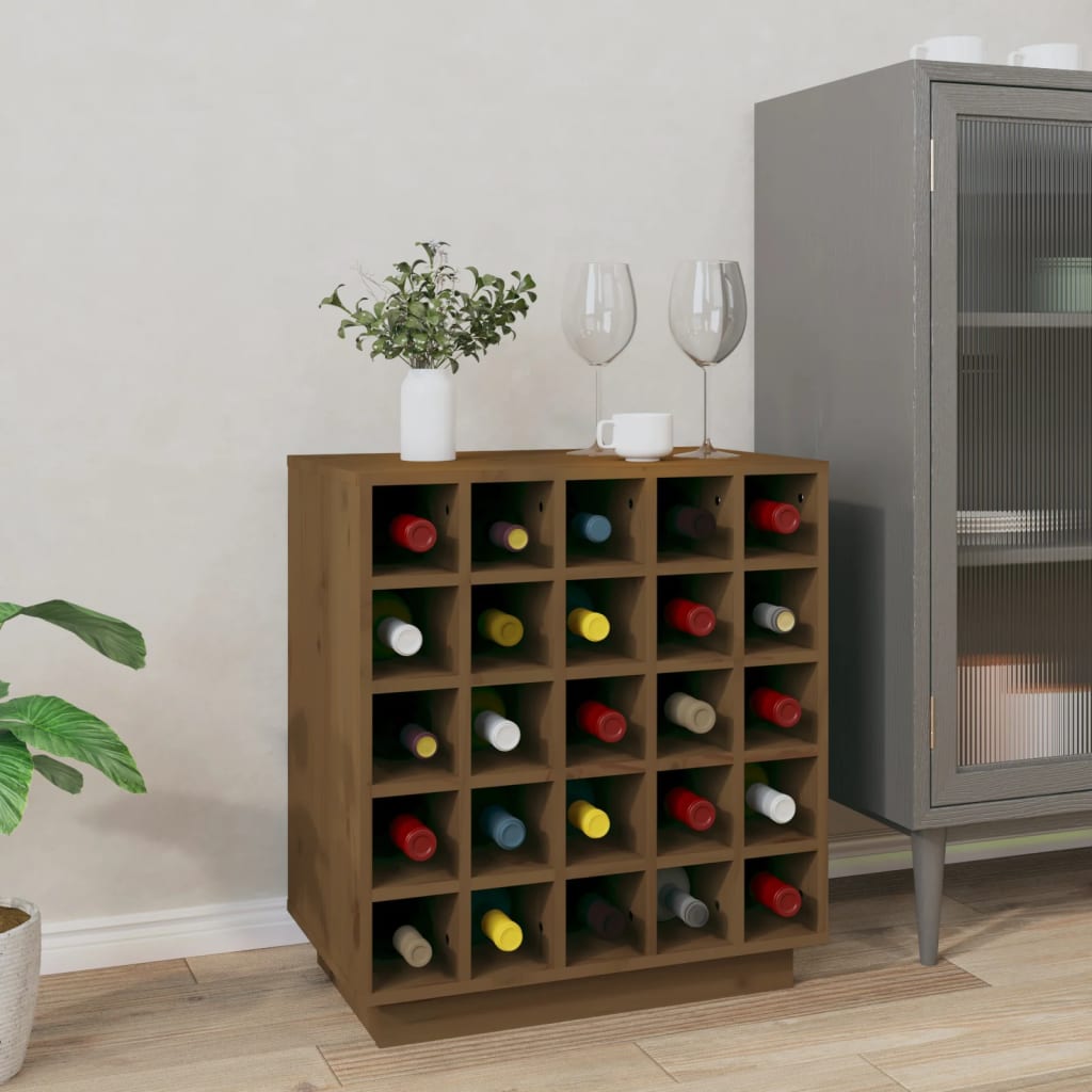 vidaXL Wine Cabinet Honey Brown 55.5x34x61 cm Solid Wood Pine