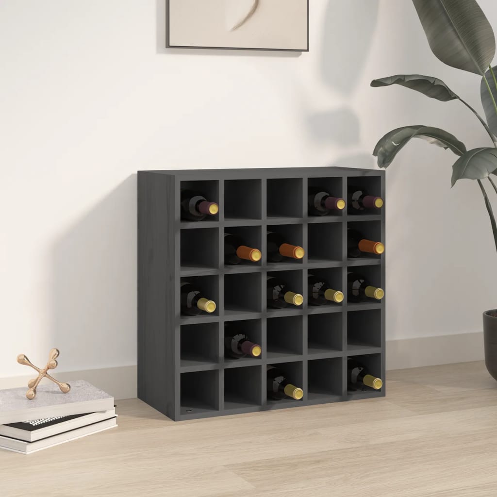 vidaXL Wine Cabinet Grey 56x25x56 cm Solid Wood Pine