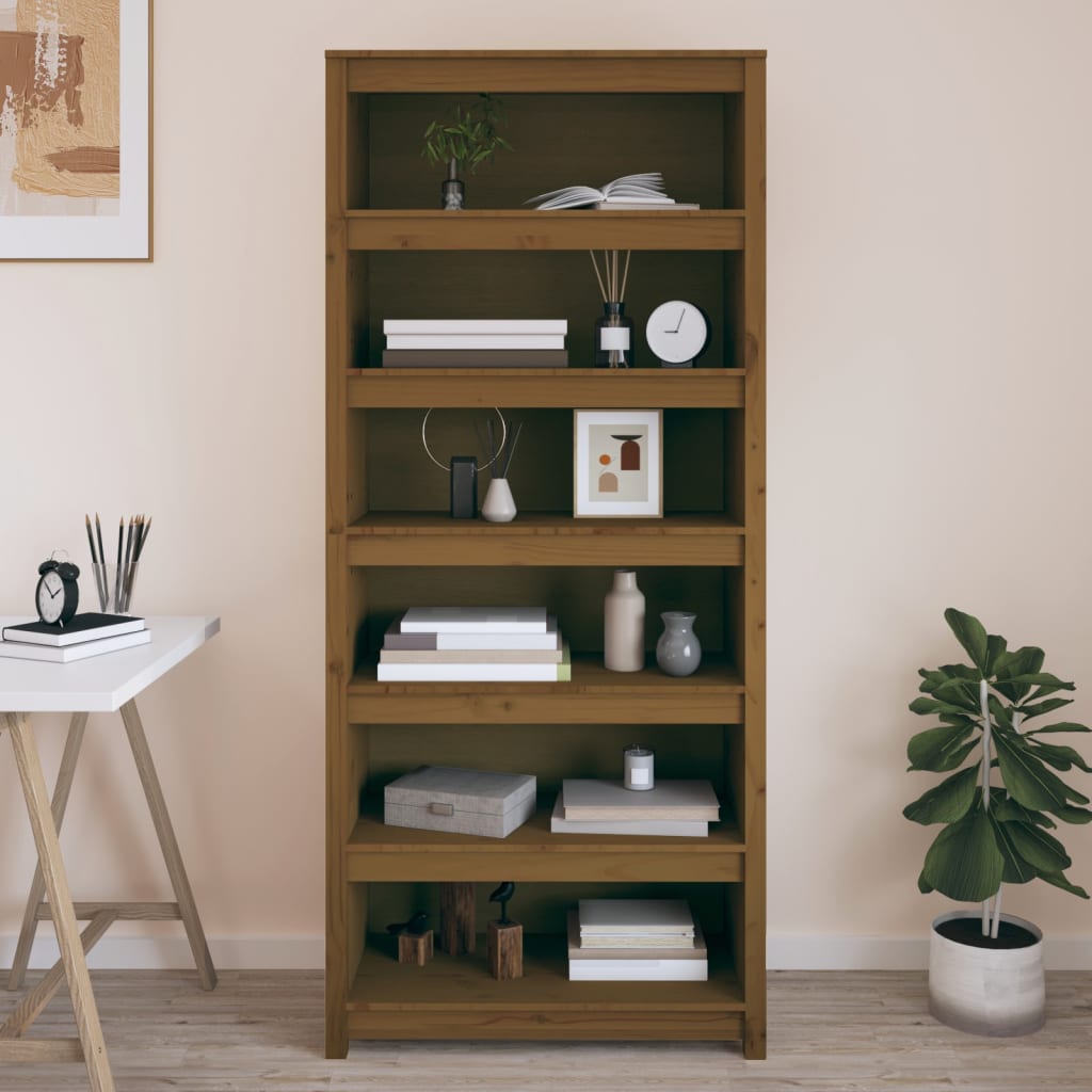 vidaXL Book Cabinet Honey Brown 80x35x183 cm Solid Wood Pine