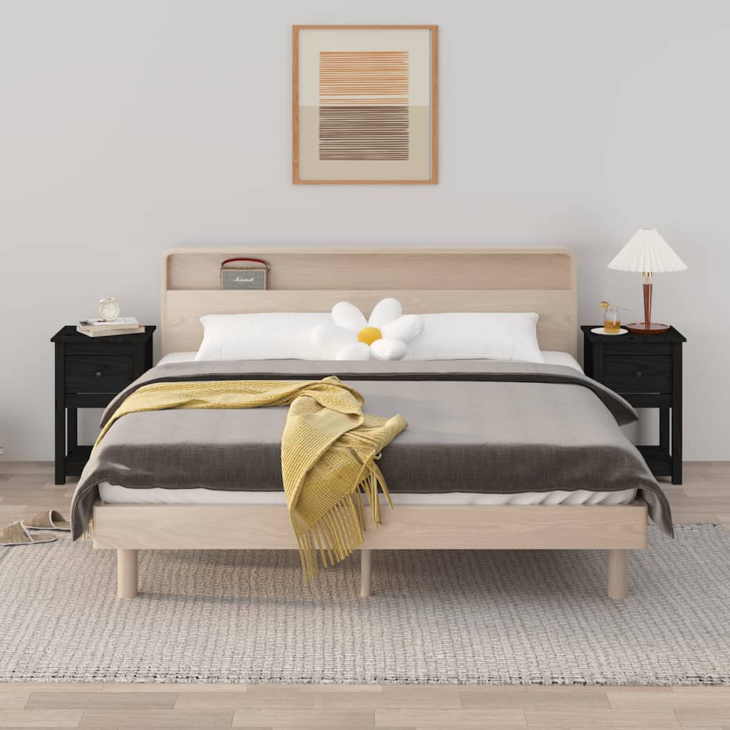vidaXL Bedside Cabinets 2 pcs Black 40x35x61.5 cm Solid Wood Pine