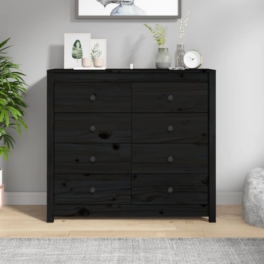 vidaXL Side Cabinet Black 100x40x90 cm Solid Wood Pine