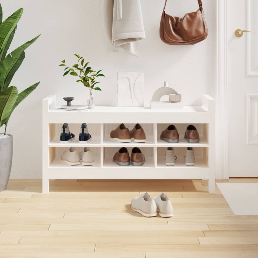 vidaXL Hall Bench White 110x40x60 cm Solid Wood Pine