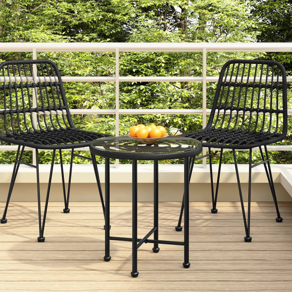 vidaXL Dining Table Black Ì÷50 cmåÊTempered Glass and Steel