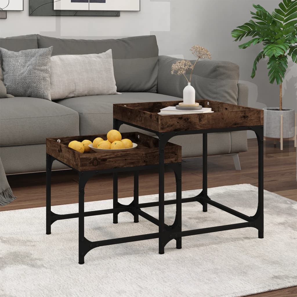 vidaXL Side Tables 2 pcs Smoked Oak Engineered Wood