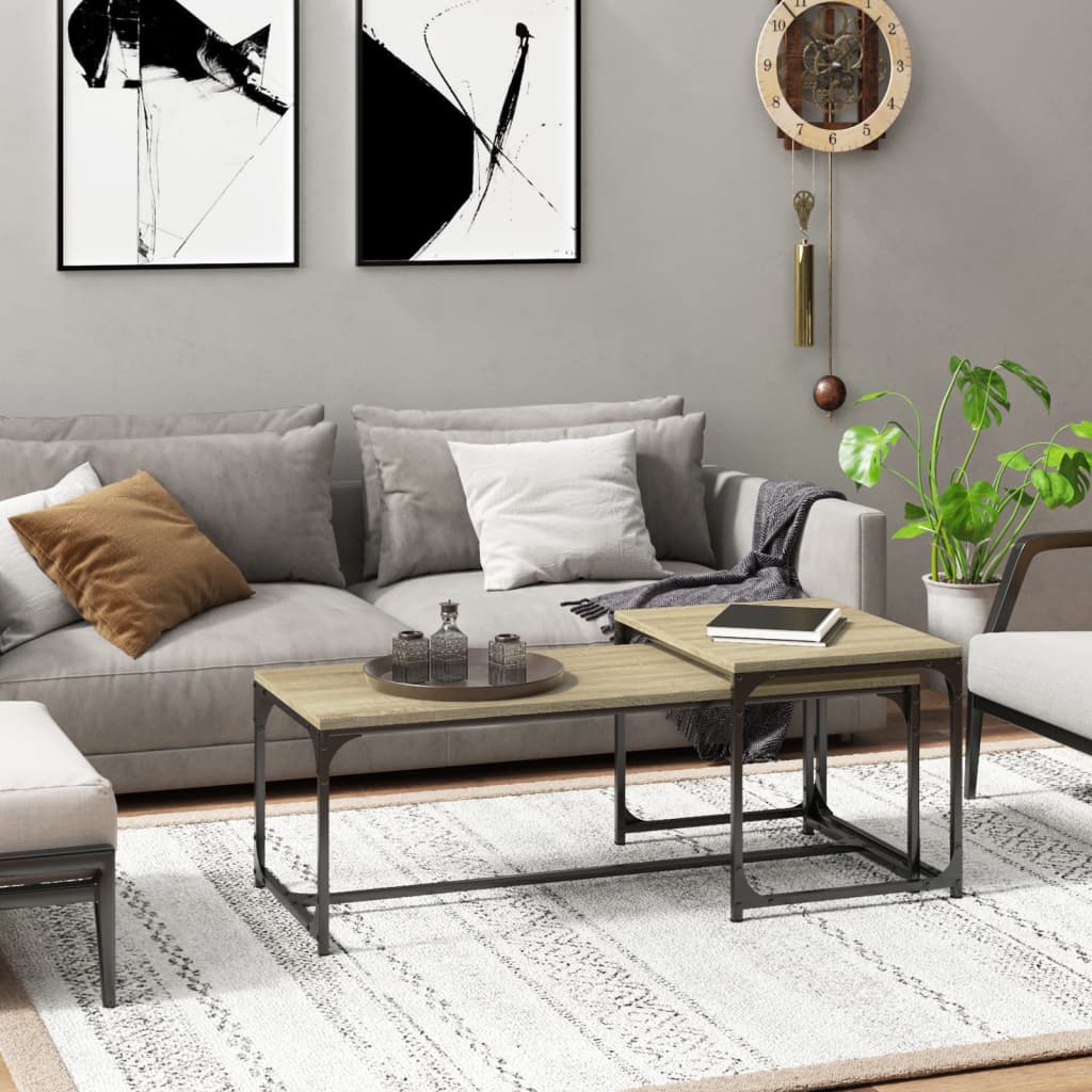 vidaXL Coffee Tables 2 pcs Sonoma Oak Engineered Wood