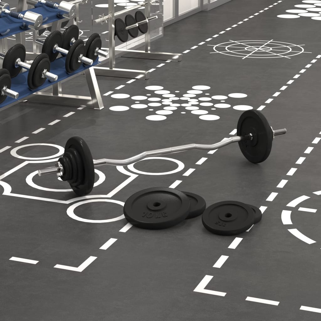 vidaXL Barbell with Plates 60 kg Cast Iron & Chrome Plated Steel
