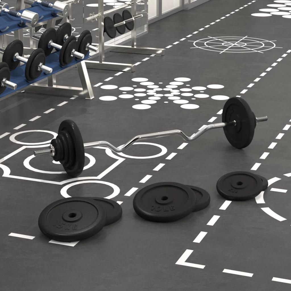 vidaXL Barbell with Plates 90 kg Cast Iron & Chrome Plated Steel