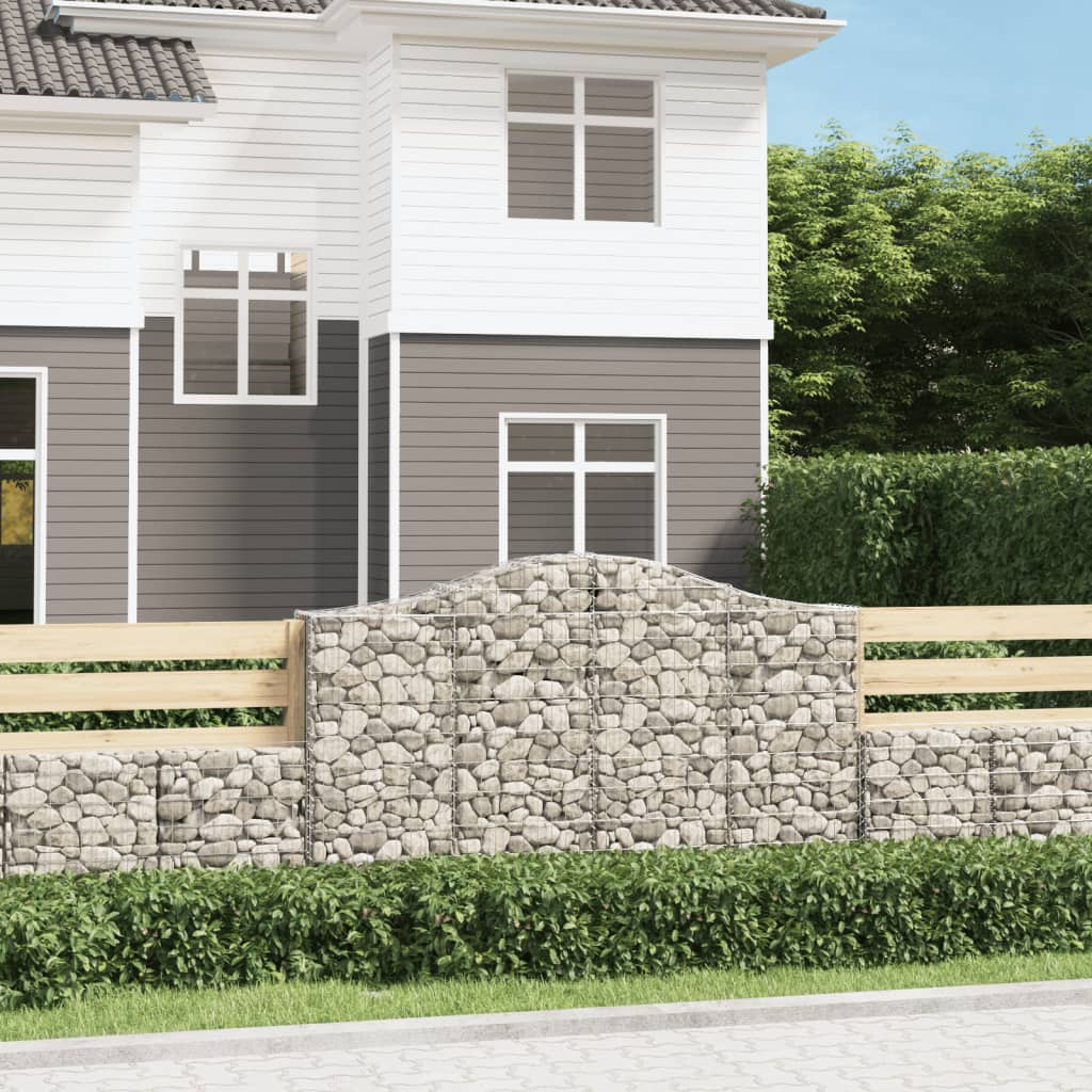 vidaXL Arched Gabion Baskets 30 pcs 200x30x120/140 cm Galvanised Iron