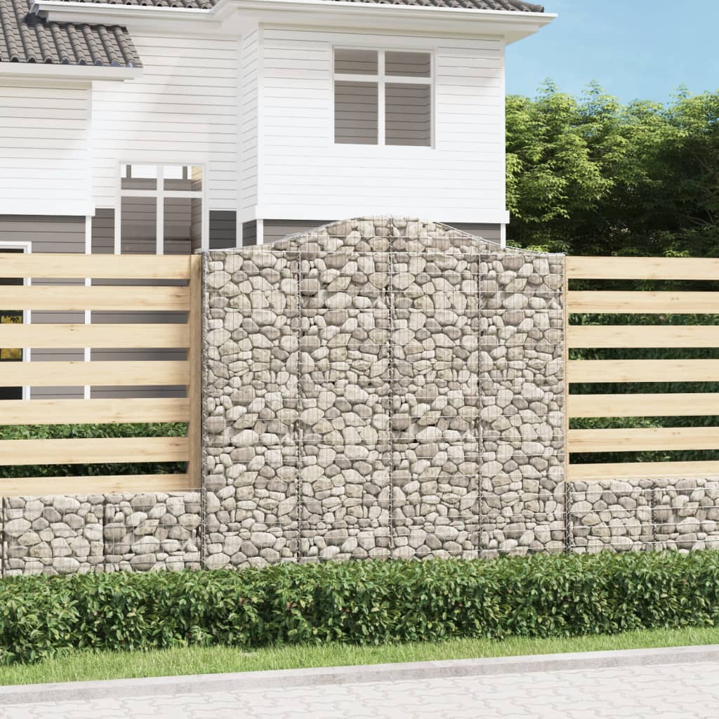vidaXL Arched Gabion Baskets 8 pcs 200x30x200/220 cm Galvanised Iron