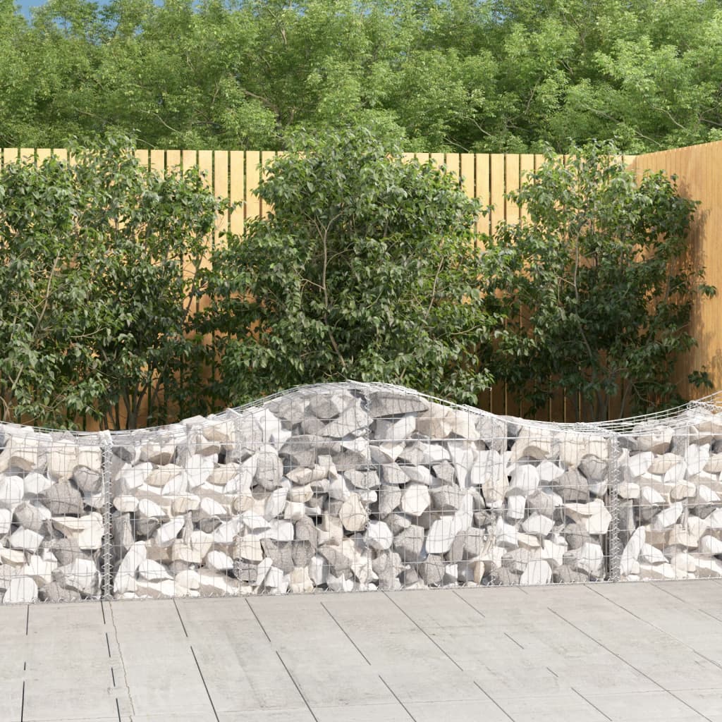 vidaXL Arched Gabion Baskets 2 pcs 200x50x60/80 cm Galvanised Iron