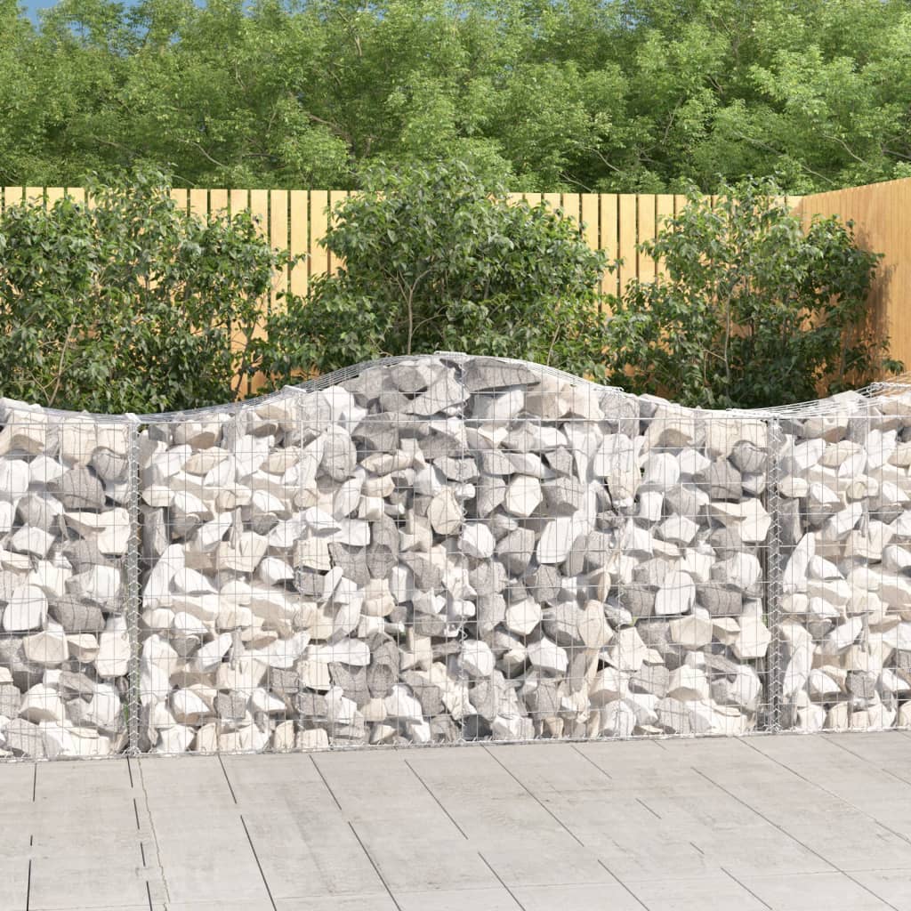 vidaXL Arched Gabion Baskets 7 pcs 200x50x100/120 cm Galvanised Iron