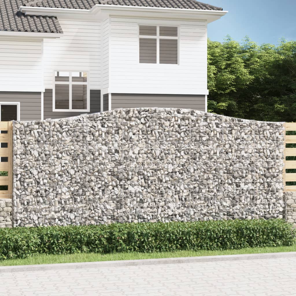 vidaXL Arched Gabion Baskets 9 pcs 400x50x180/200 cm Galvanised Iron