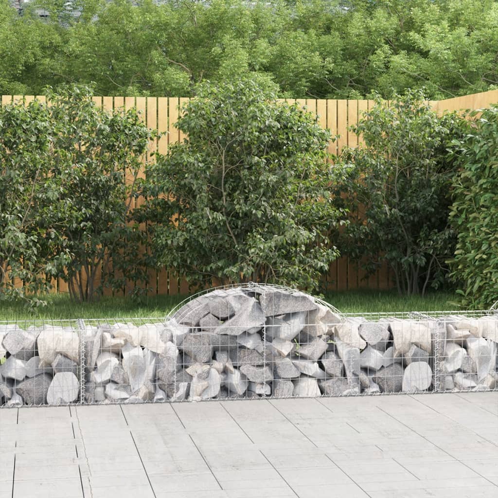 vidaXL Arched Gabion Baskets 2 pcs 200x50x40/60 cm Galvanised Iron