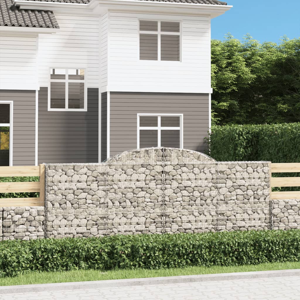 vidaXL Arched Gabion Baskets 12 pcs 300x50x120/140 cm Galvanised Iron
