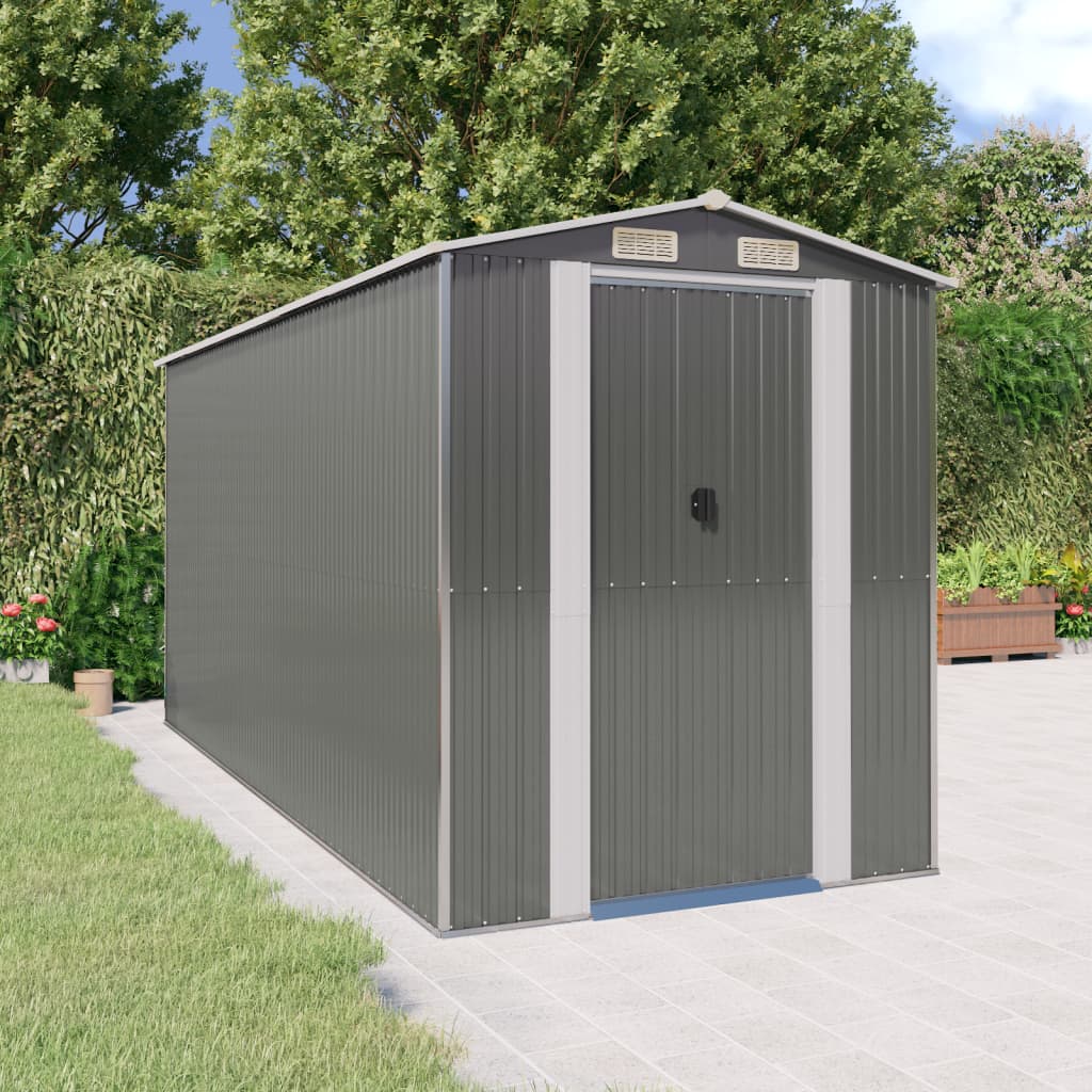 vidaXL Garden Shed Light Grey 192x440x223 cm Galvanised Steel