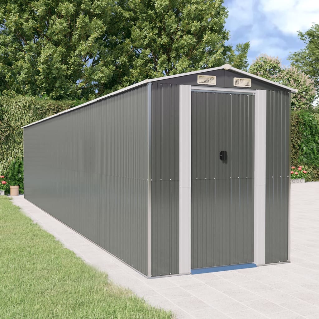 vidaXL Garden Shed Light Grey 192x938x223 cm Galvanised Steel