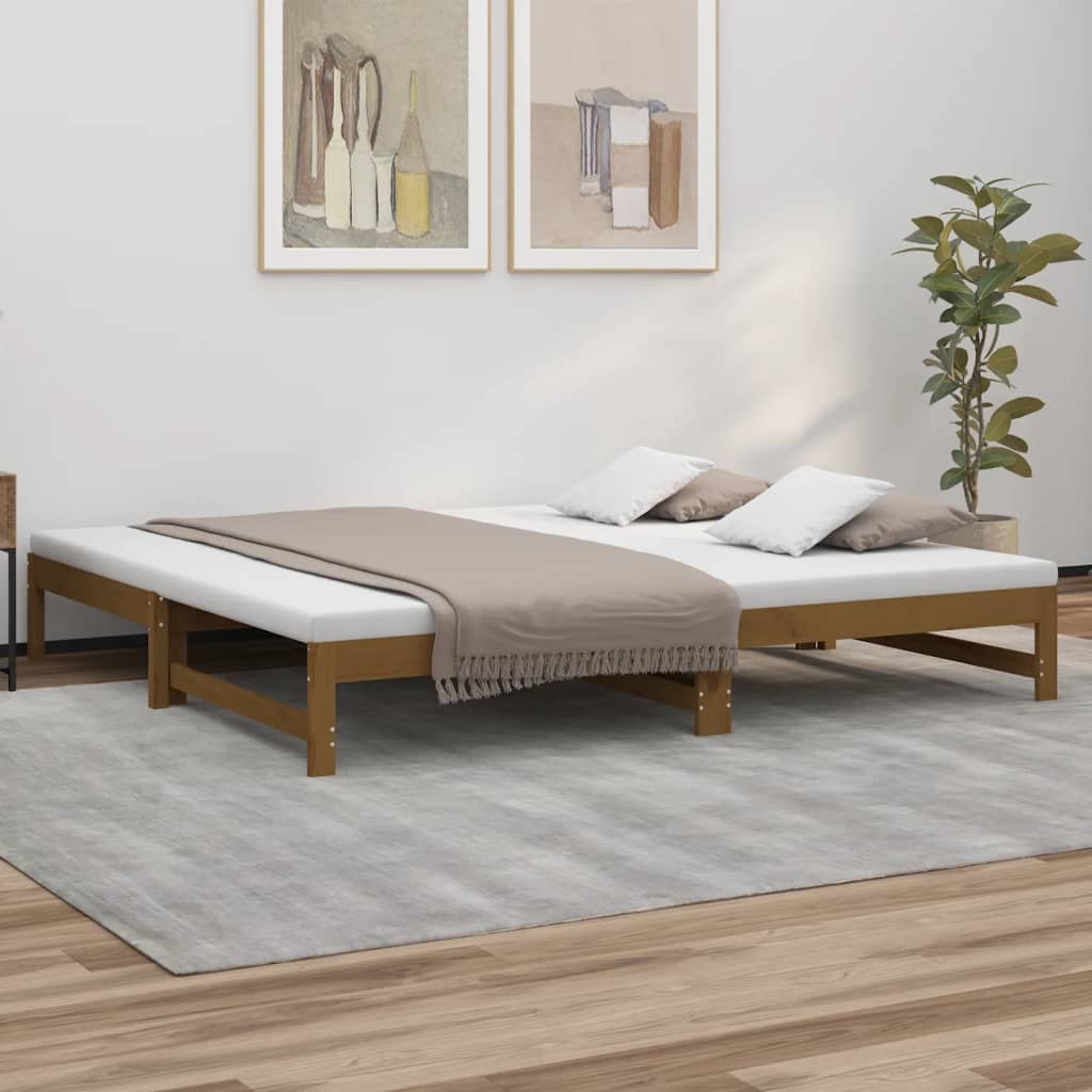 vidaXL Pull-out Day Bed Honey Brown 2x(90x200) cm Solid Wood Pine