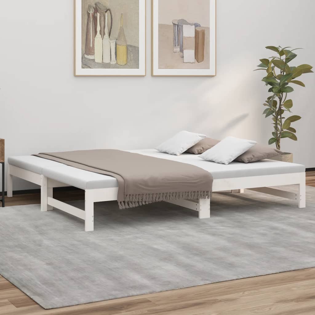 vidaXL Pull-out Day Bed White 2x(90x190) cm Solid Wood Pine