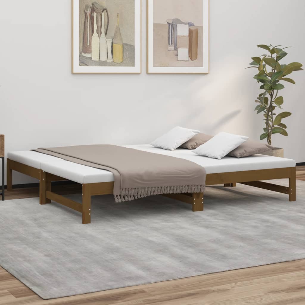 vidaXL Pull-out Day Bed Honey Brown 2x(75x190) cm Solid Wood Pine