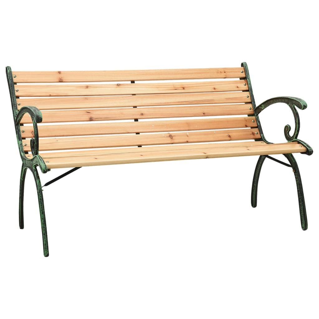 vidaXL Garden Bench 116 cm Cast Iron and Solid Wood Fir