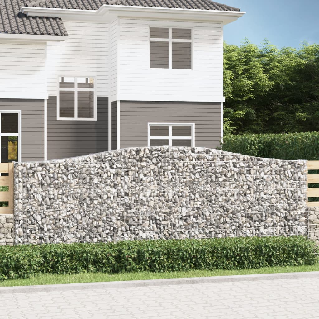 vidaXL Arched Gabion Basket 400x30x140/160 cm Galvanised Iron