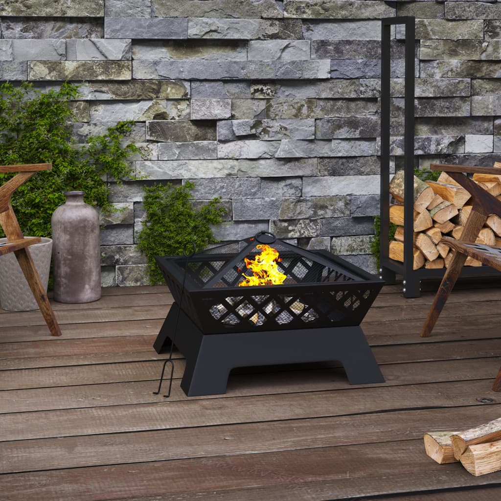 vidaXL Fire Pit with Poker 50 cm XXL Steel