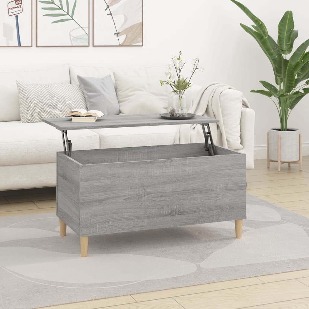 vidaXL Coffee Table Grey Sonoma 90x44.5x45 cm Engineered Wood