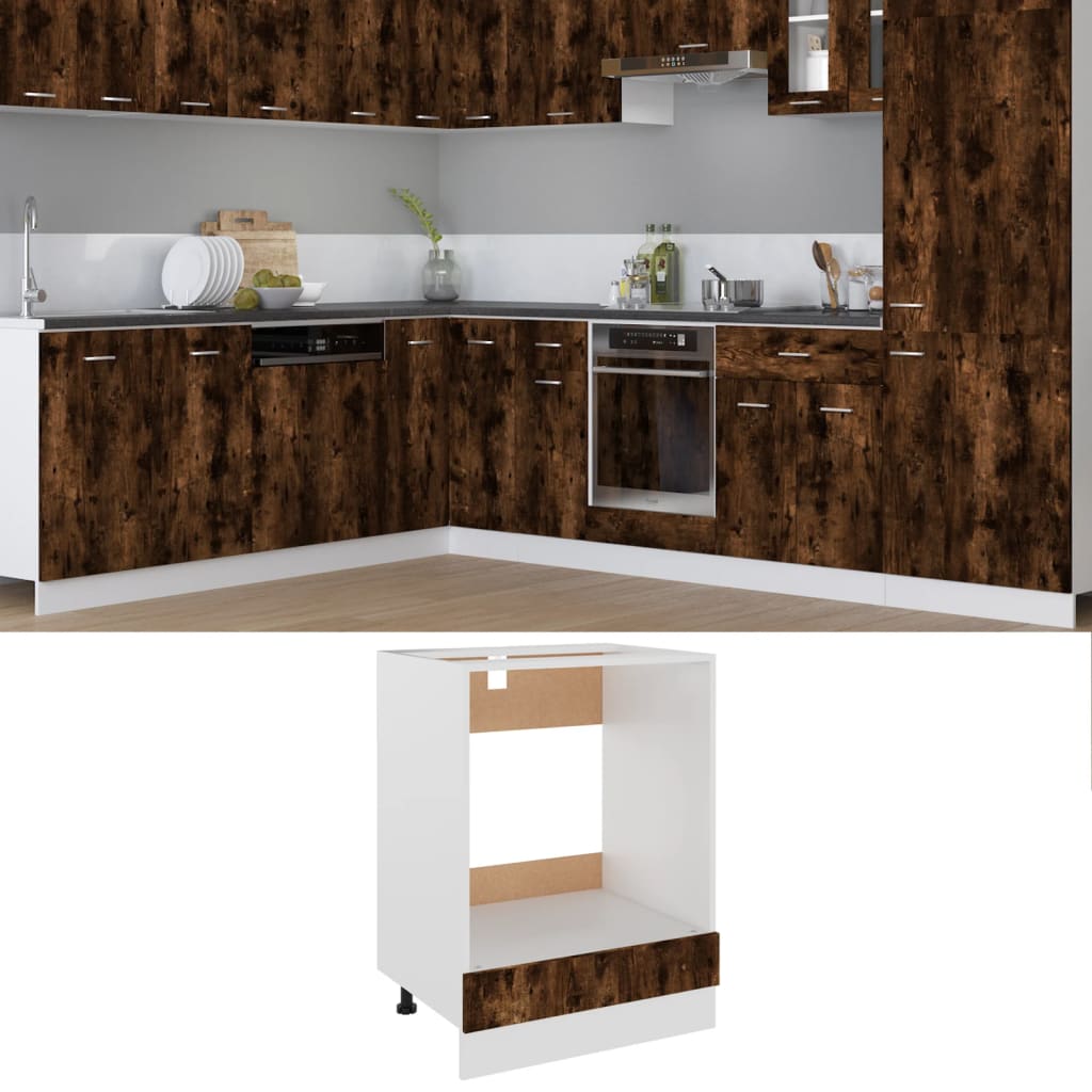 vidaXL Oven Cabinet Smoked Oak 60x46x81.5 cm Engineered Wood