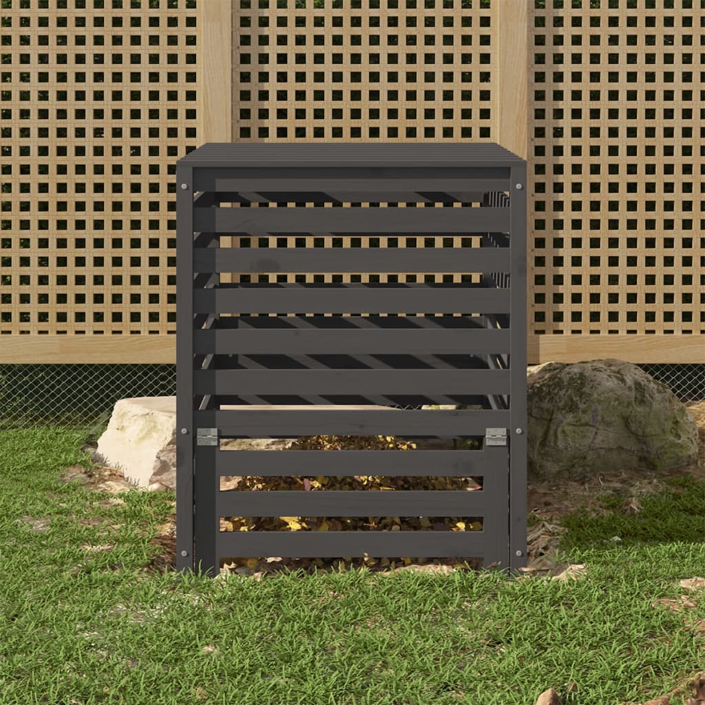 vidaXL Composter Grey 82.5x82.5x99.5 cm Solid Wood Pine
