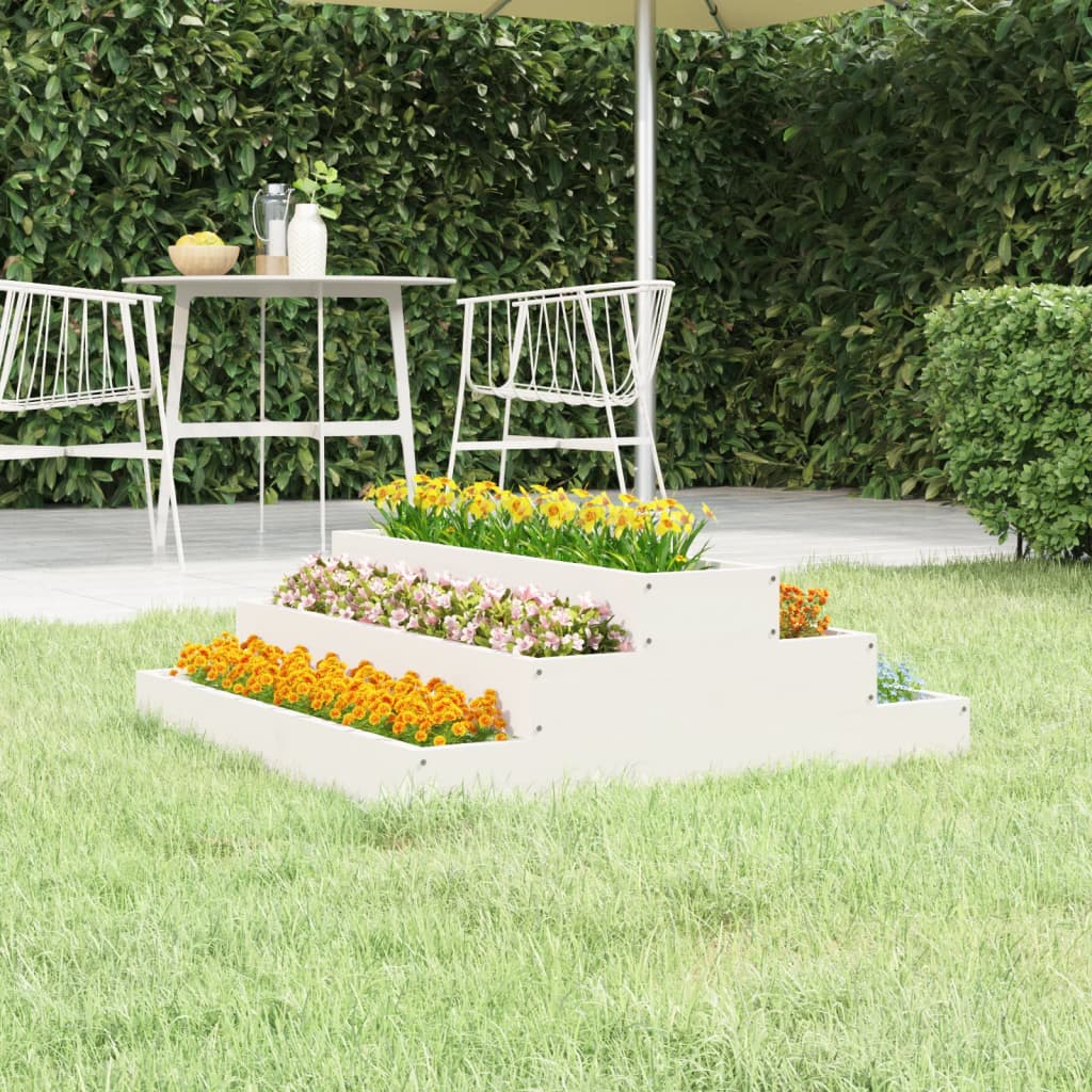 vidaXL Planter White 80x80x27 cm Solid Wood Pine