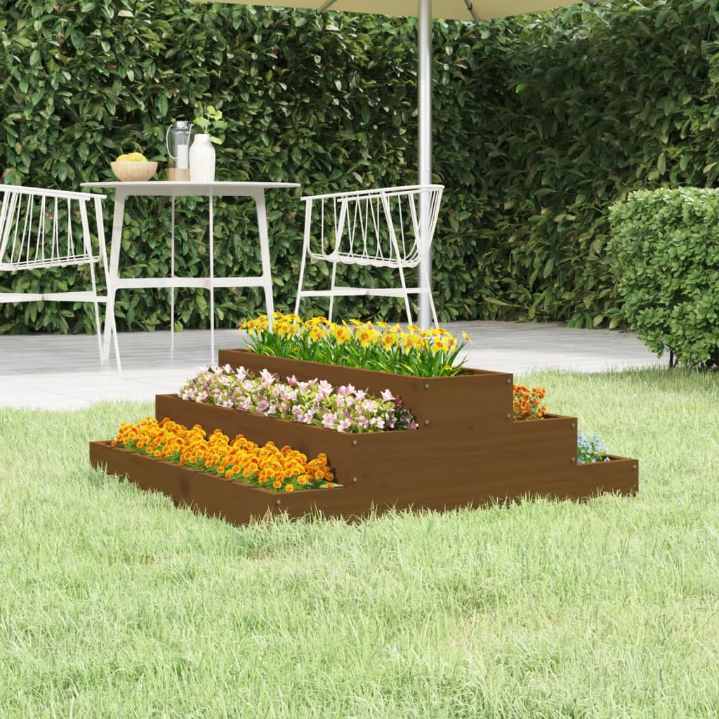 vidaXL Planter Honey Brown 80x80x27 cm Solid Wood Pine