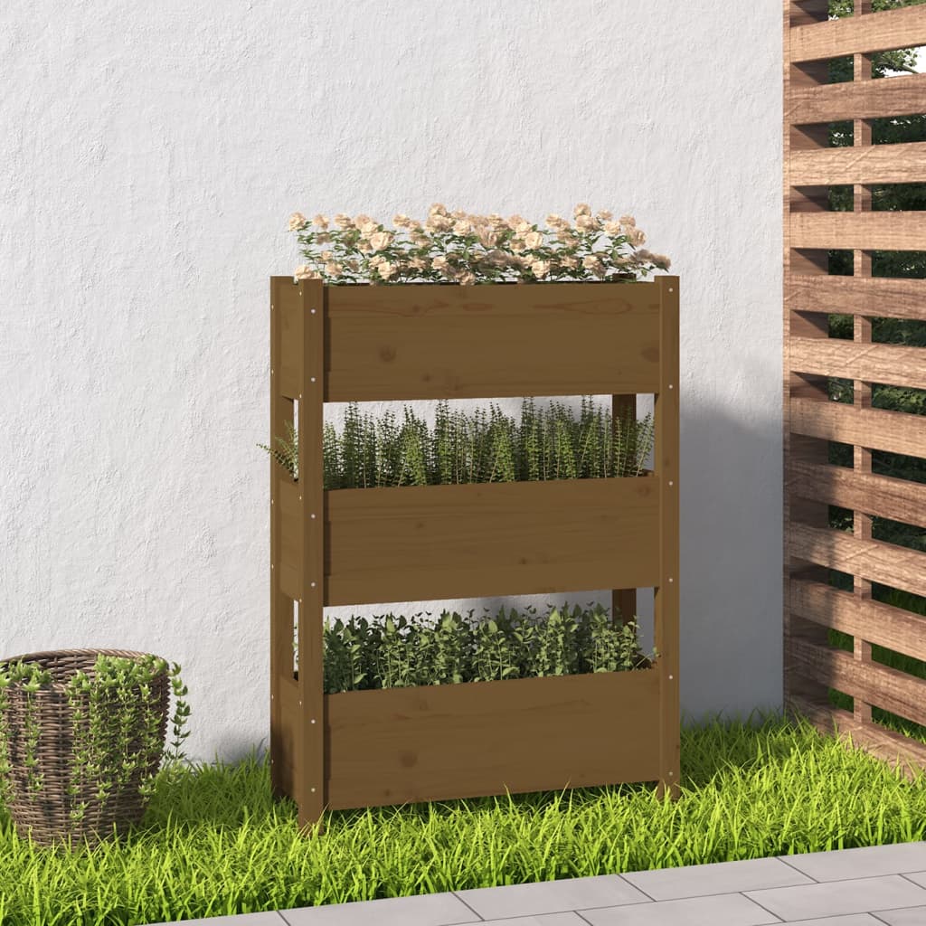 vidaXL Planter Honey Brown 77x25x104.5 cm Solid Wood Pine