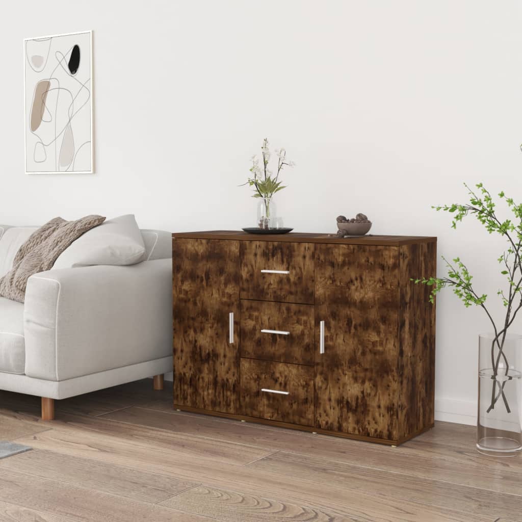 vidaXL Sideboard Smoked Oak 91x29.5x65 cm Engineered Wood