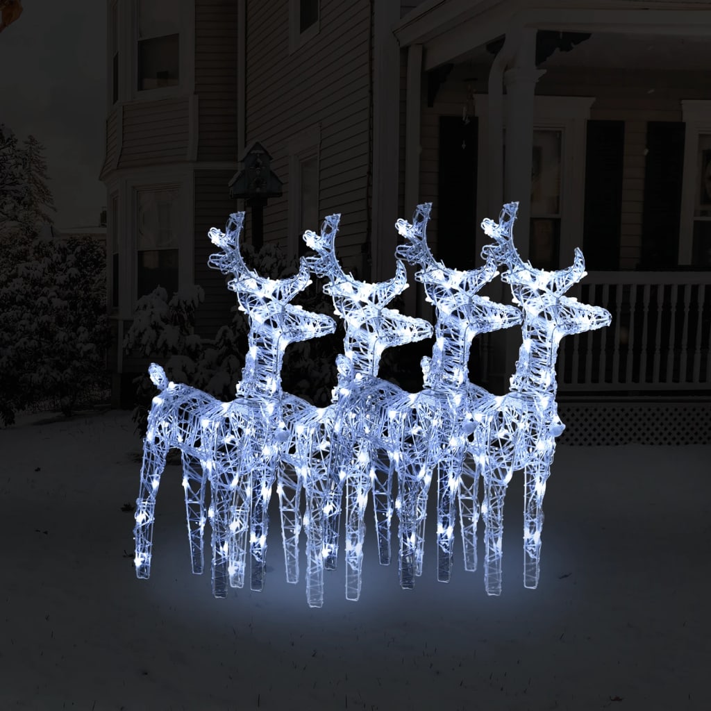 vidaXL Christmas Reindeers 4 pcs Cold White 160 LEDs Acrylic