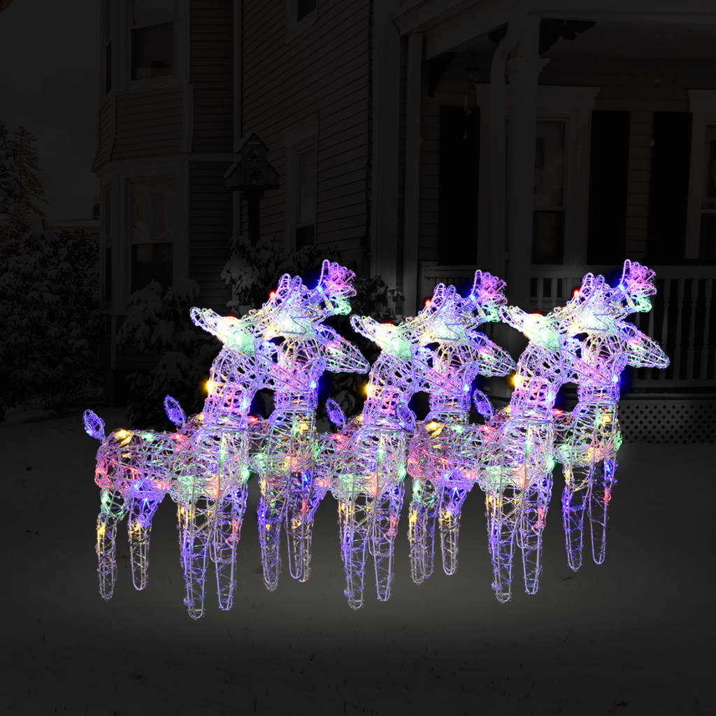 vidaXL Christmas Reindeers 6 pcs Multicolour 240 LEDs Acrylic