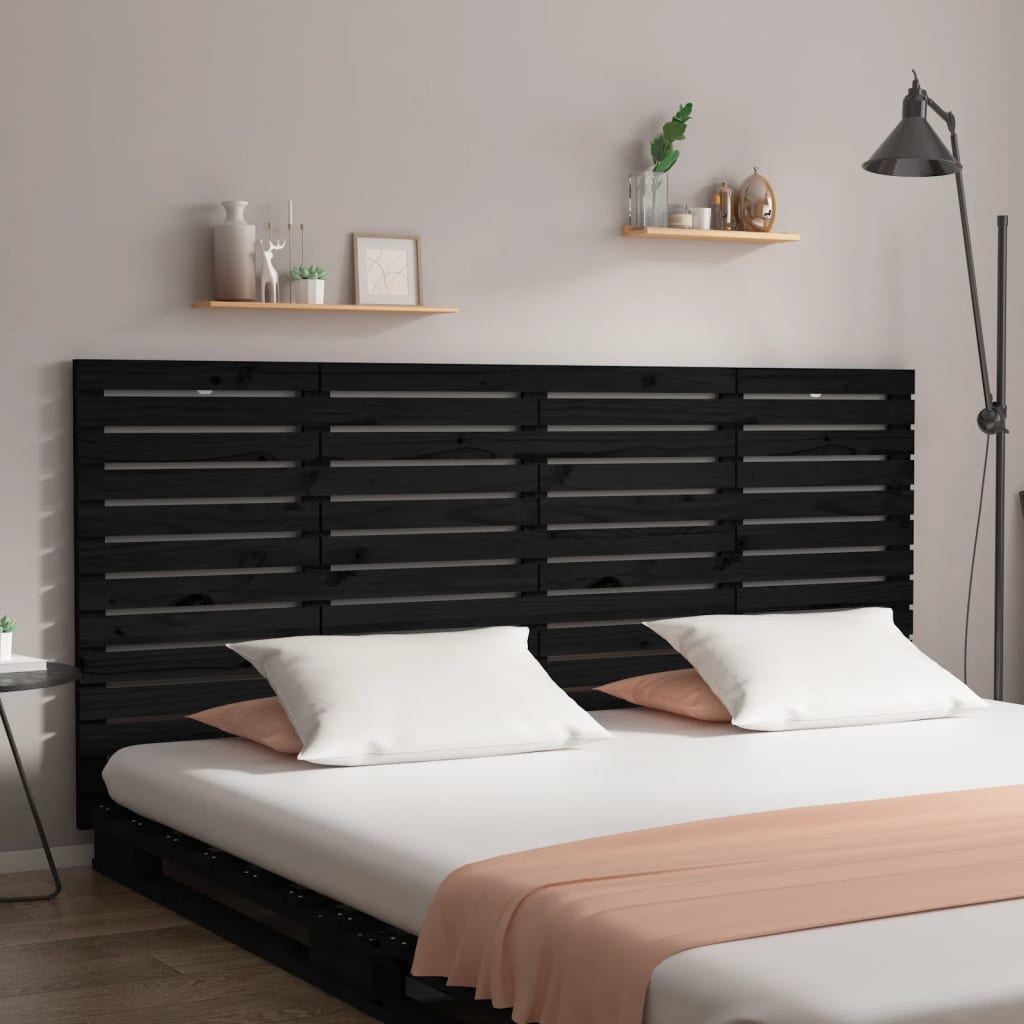 vidaXL Wall Headboard Black 156x3x91.5 cm Solid Wood Pine
