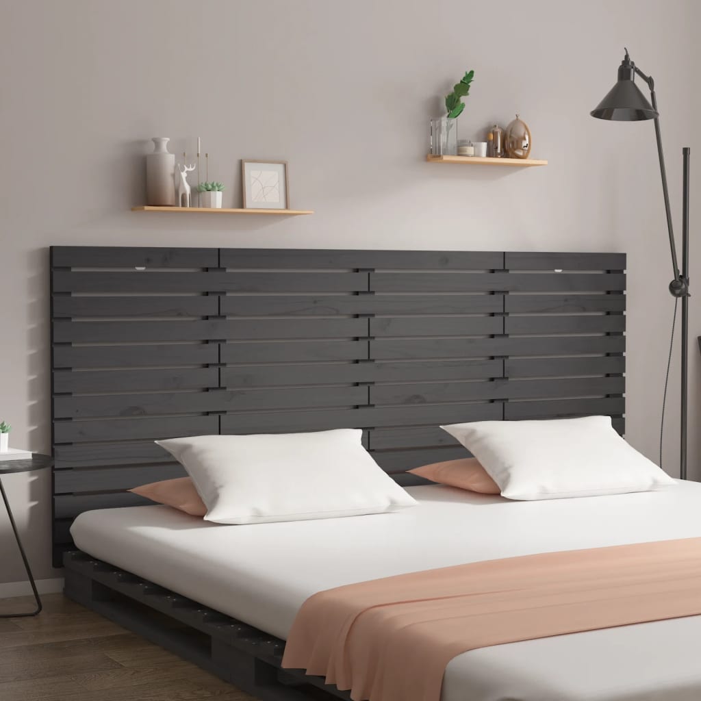 vidaXL Wall Headboard Grey 186x3x91.5 cm Solid Wood Pine