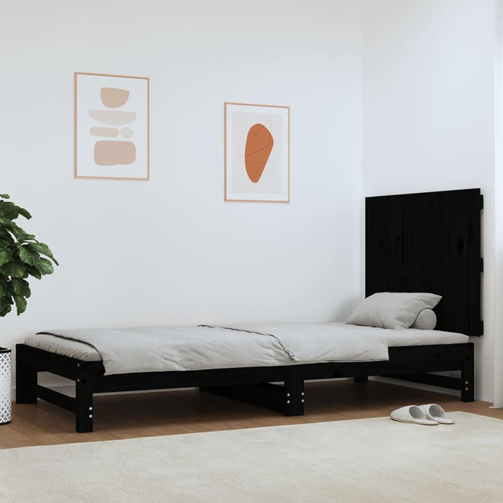 vidaXL Wall Headboard Black 82.5x3x60 cm Solid Wood Pine